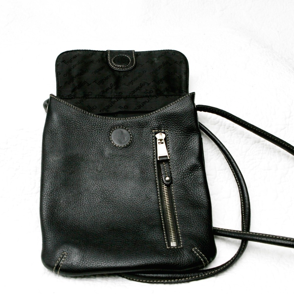 Tignanello Black Pebble Leather Crossbody Bag / Purse